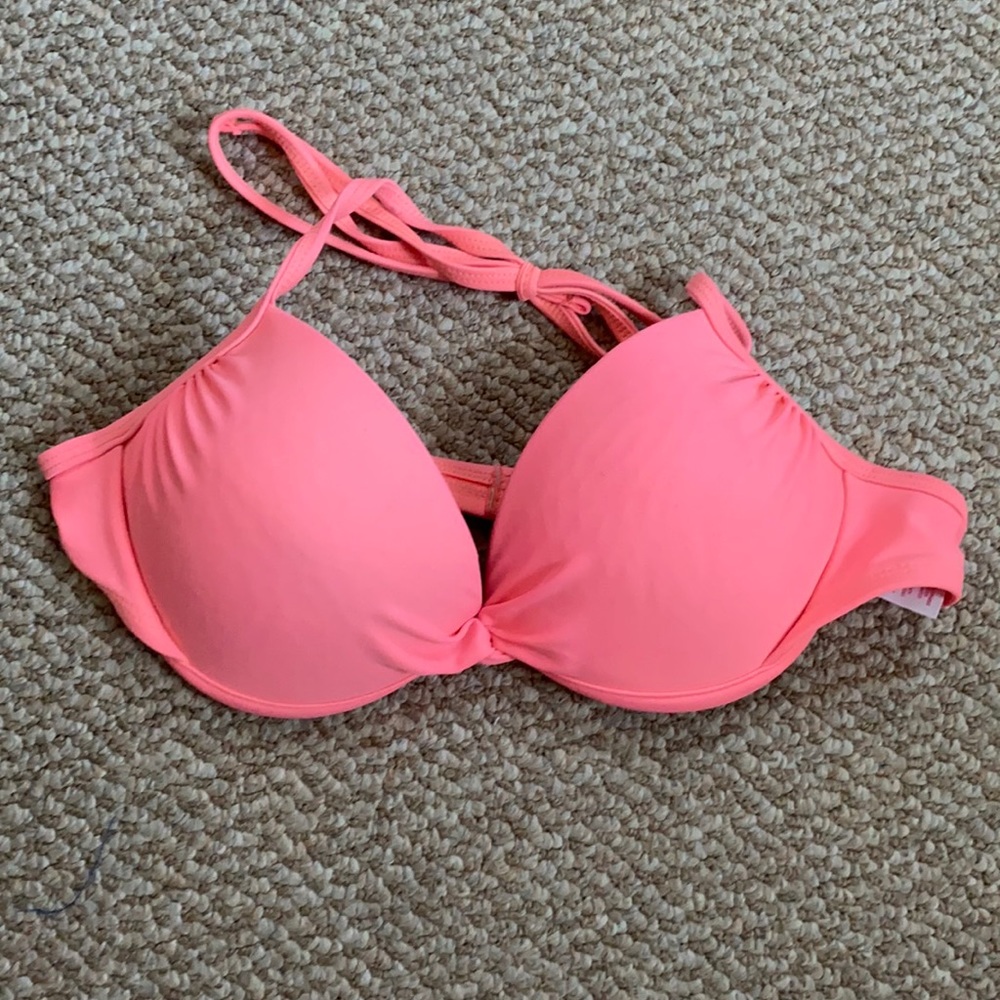 Xhiliration neon pink bikini top